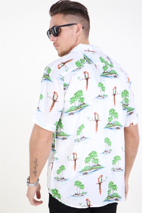 Only & Sons Sid SS Reg AOP Viskose Koszule Re White