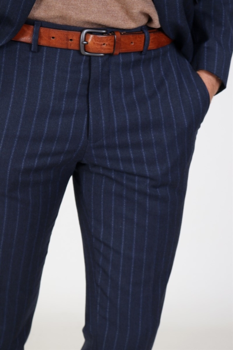 Selected Slim Aden Stripe Spodnie Grey/Blue