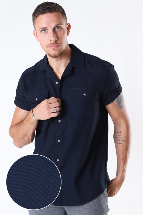 Only & Sons Andrew Waffle Koszule S/S Dark Navy