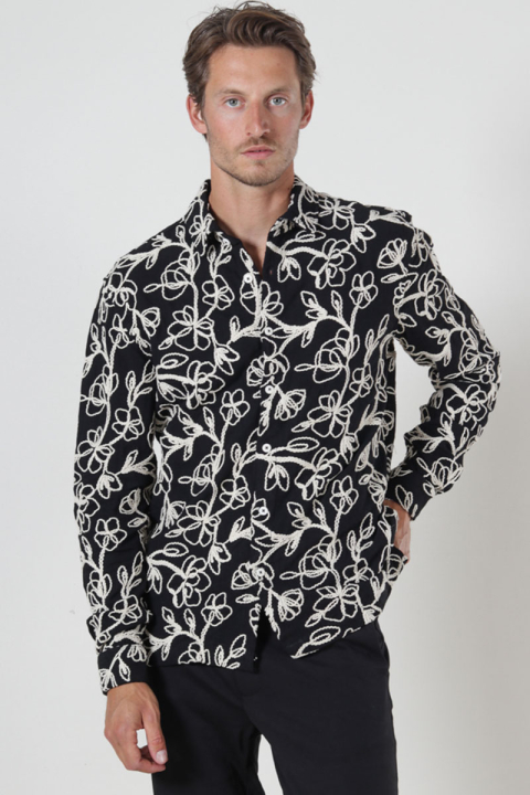 ONLY & SONS Sandoro Regular Fit Rope Shirt Jet Black