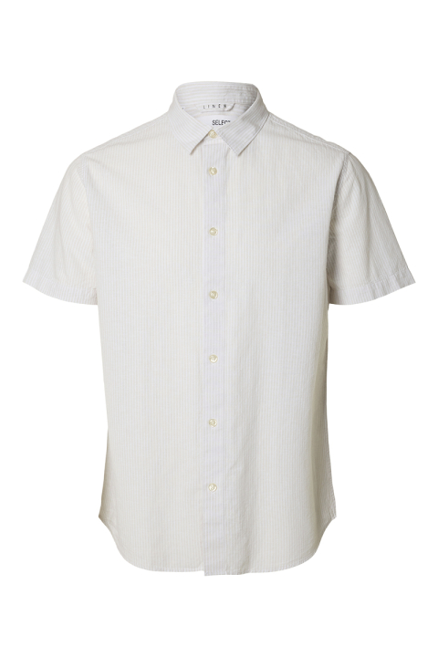 Selected Regular New Linen Shirt SS Pure Cashmere Thin Stripe