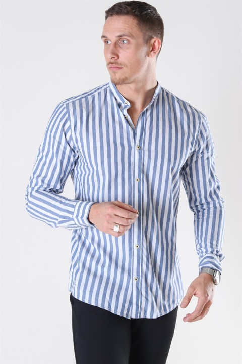 Only & Sons Matthew LS Stripe Manderine Koszule Dark Blue