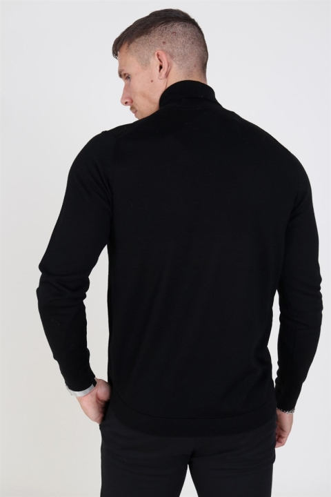 Selected Merino Rullekrave Dzianina Black