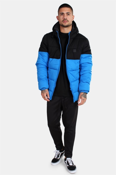Urban Classics TB2425 Hooded 2-Tone Puffer Kurtki Bright Blue/Black