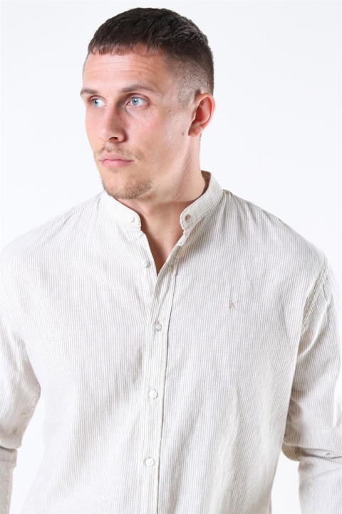 Clean Cut Mao Stripe LS Koszule Khaki