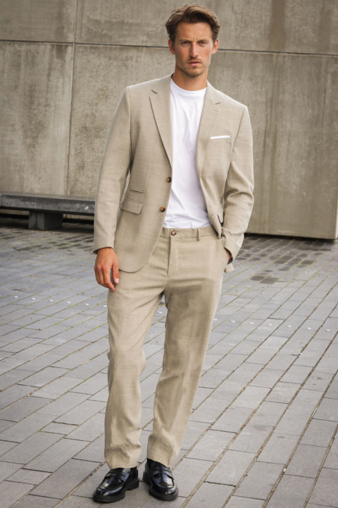 Selected SLIM OASIS LINEN PANTS Sand