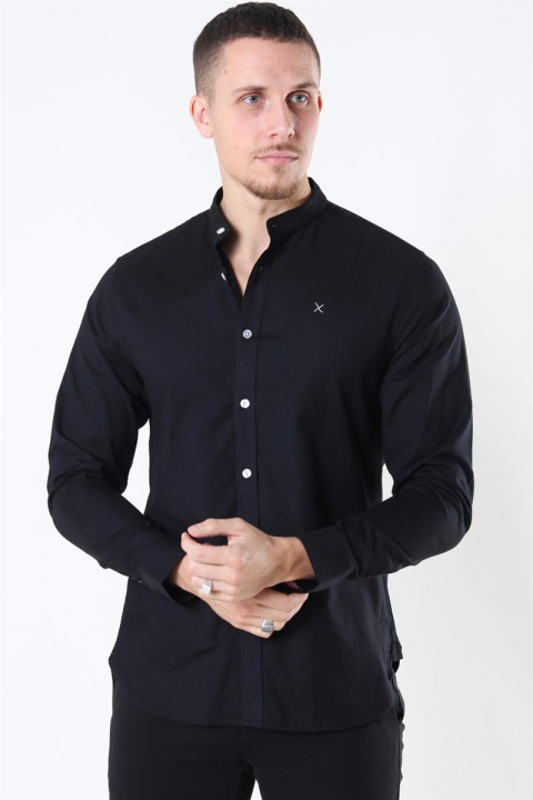 Clean Cut Copenhagen Oxford Mao Stretch L/S Koszule Black