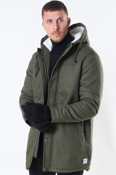 Only & Sons Yanick Teddy Hood Parka Kurtki Olive Night