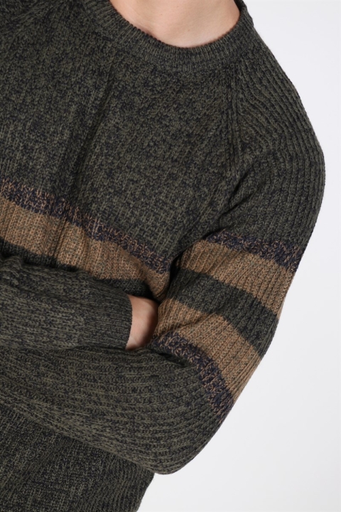 Only & Sons Cesco 5 Struc Stripe Dzianina Forest Night