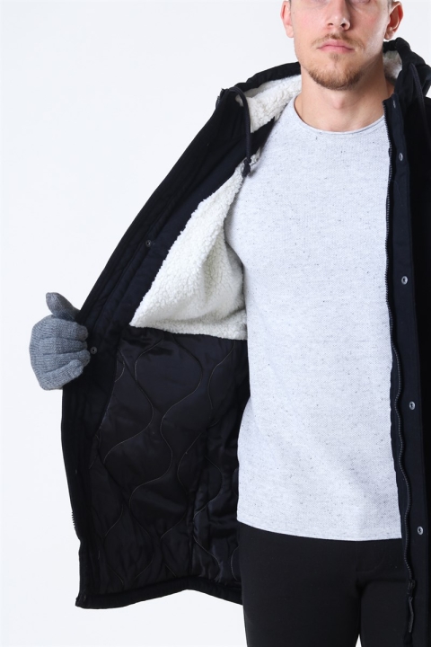 Only & Sons Yanick Teddy Hood Parka Kurtki Black