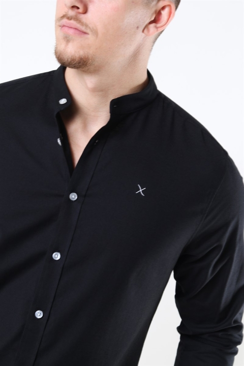 Clean Cut Copenhagen Oxford Mao Stretch L/S Koszule Black