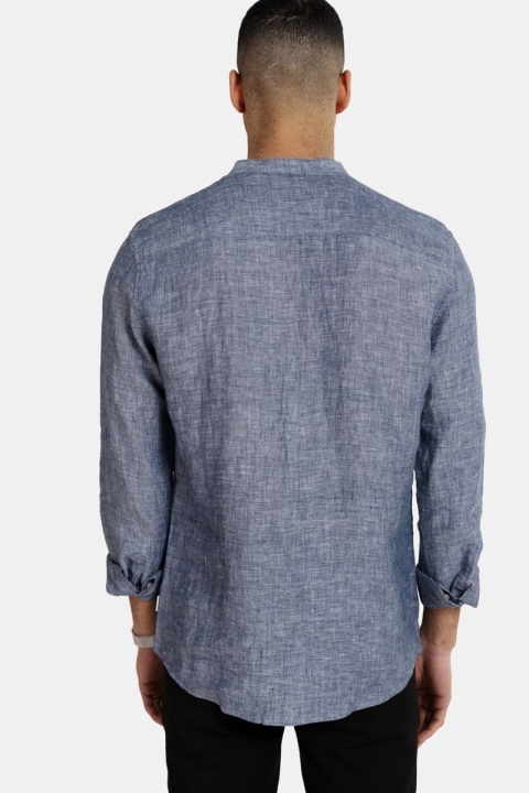 Only & Sons Luke LS Linen Mandarine Koszule Dress Blues