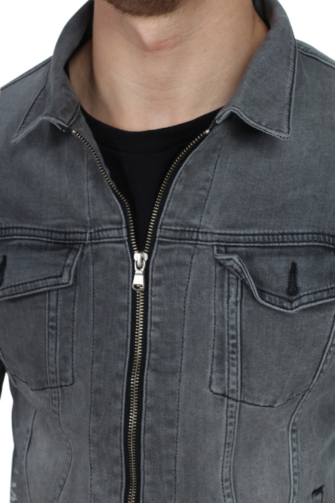 Just Junkies Barry Zip Denim Kurtki Frost Grey