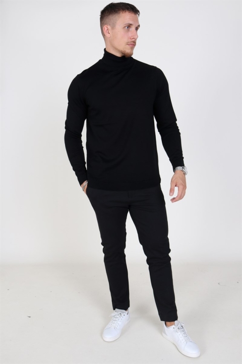 Selected Merino Rullekrave Dzianina Black