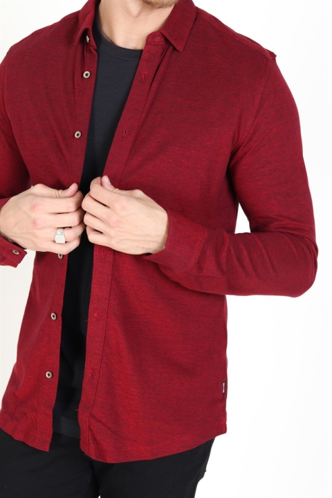 Only & Sons Cuton LS Knitted Melange Koszule Barbados Cherry