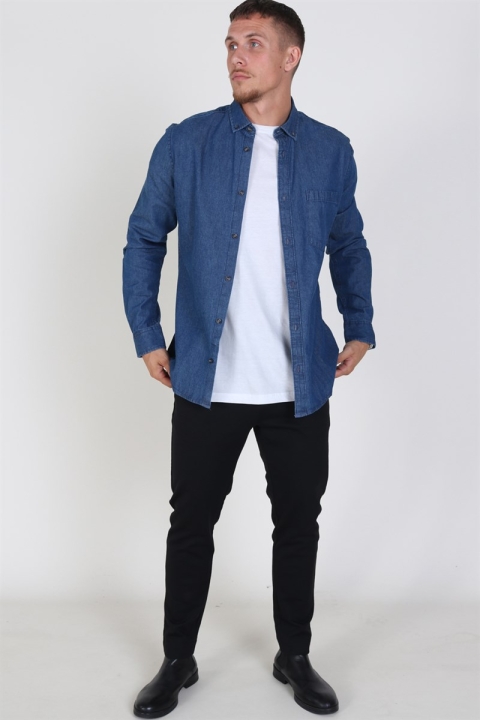 Only & Sons Basic Denim Koszule Dark Blue Denim