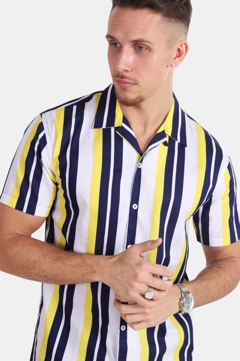 Kronstadt Cuba S/S Gr. 76 Koszule White/Yellow/Navy