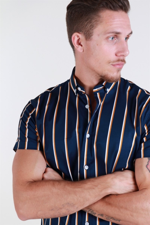 Clean Cut Sälen 127 SS Koszule Navy/Honey Mustard