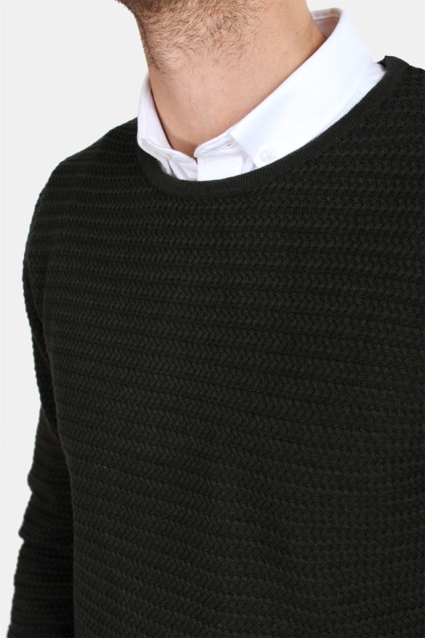 Clean Cut Aberdeen Crew Neck Dzianina Dark Green Melange