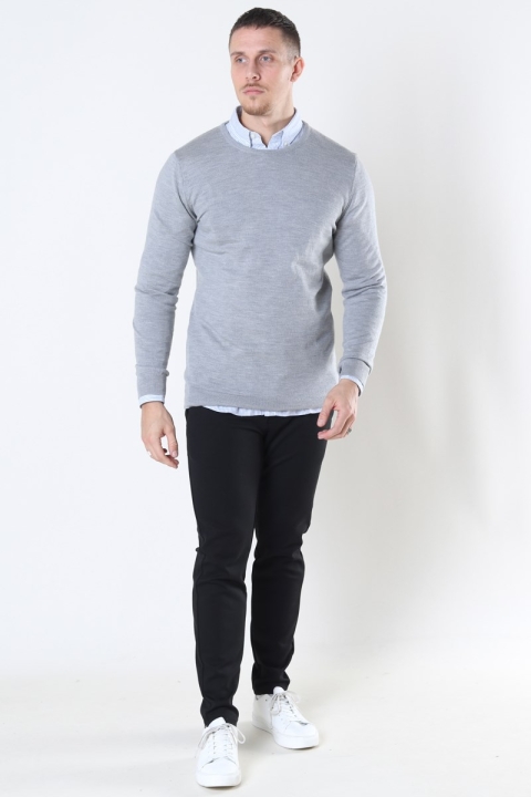 Clean Cut Copenhagen Merino Wool Crew Dzianina Light Grey Mel