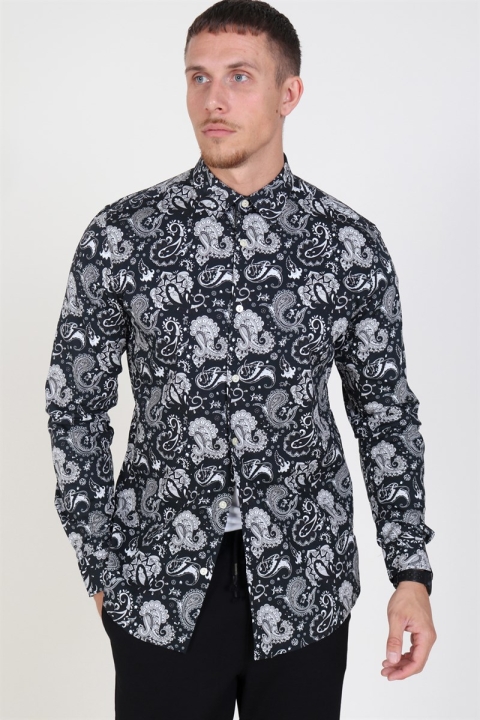 Only & Sons Frederik L/S Paisley Stretch Koszule Black