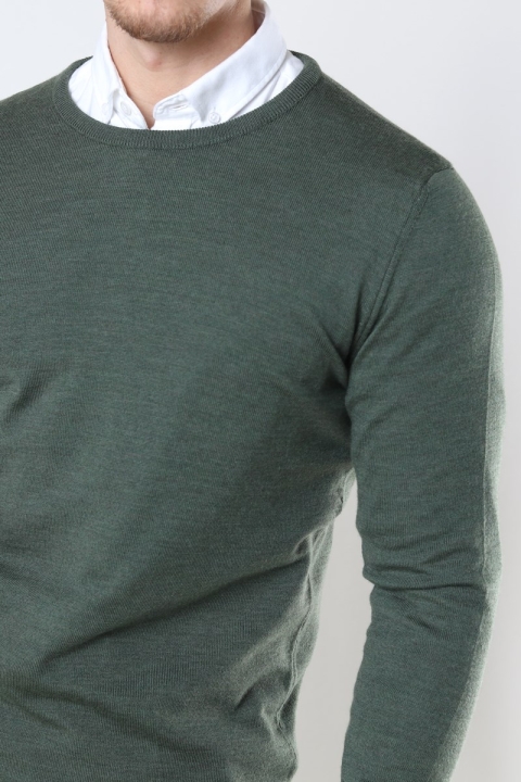 Clean Cut Copenhagen Merino Wool Crew Dzianina Army Melange