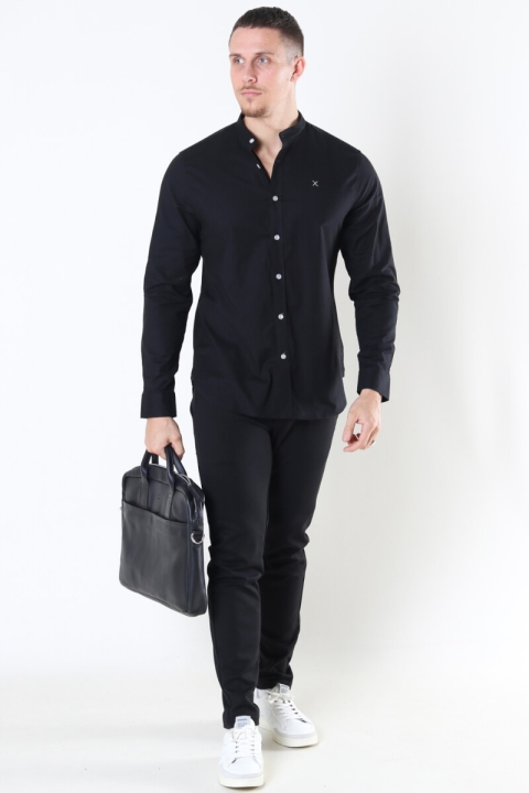 Clean Cut Copenhagen Oxford Mao Stretch L/S Koszule Black
