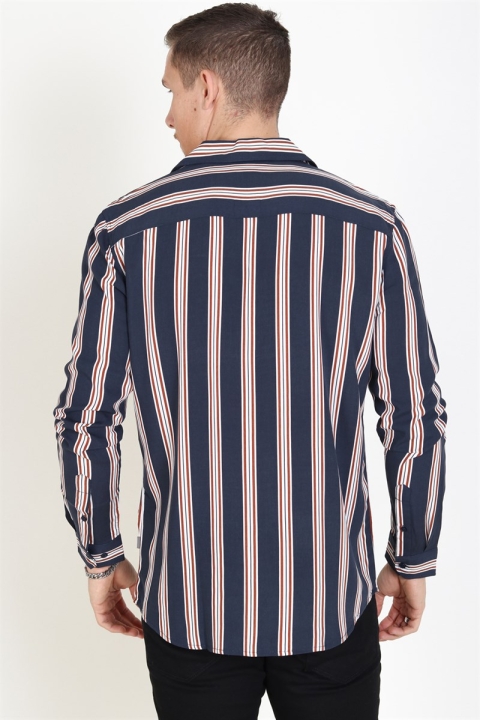 Solid Harris LS Cuba Stripe Koszule Inginia Blue
