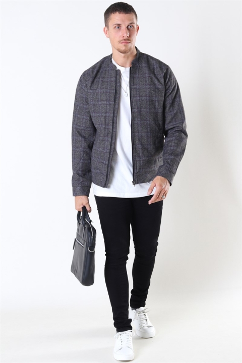 Tailored & Originals Shayan Bomber Kurtki Med Grey Melange