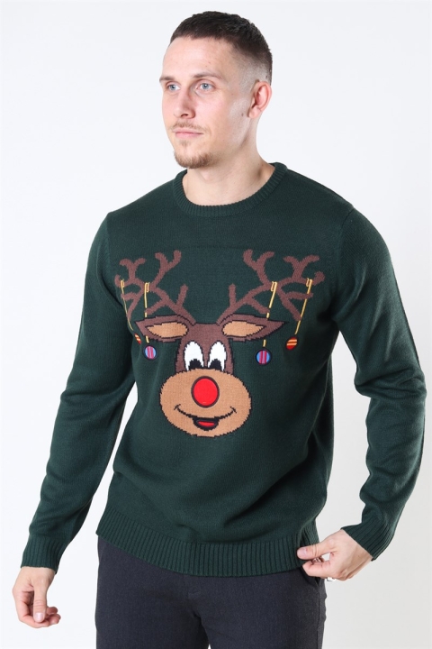 Only & Sons Xmas 7 Funny Front Badge Dzianina Pine Grove