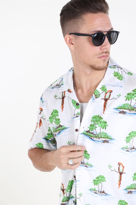 Only & Sons Sid SS Reg AOP Viskose Koszule Re White