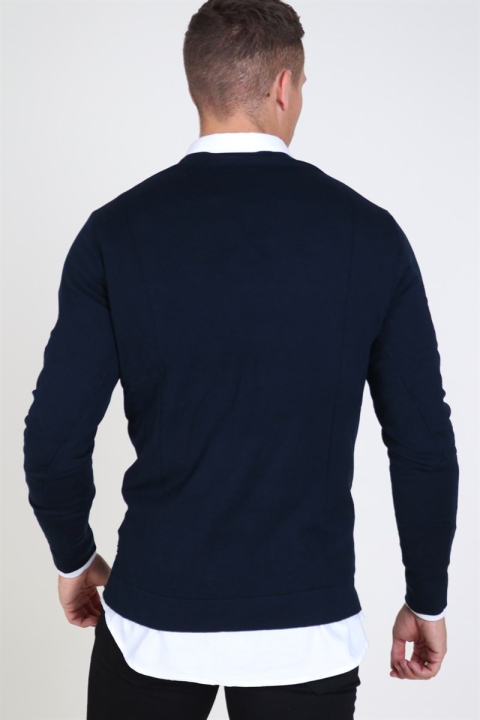 Tailored & Originals Mont O-neck Dzianina Insignia Blue