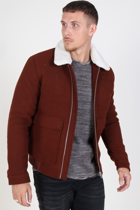 Jack & Jones Magnus Uld Bomber Kurtki Cappuccino