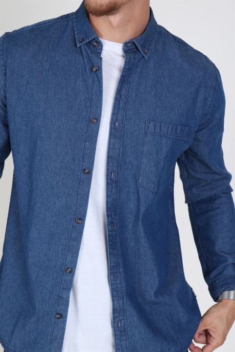 Only & Sons Basic Denim Koszule Dark Blue Denim