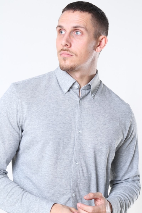 Selected Slim Oliver Knit Flex Koszule LS Medium Grey Melange