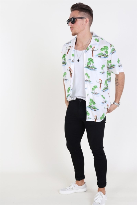 Only & Sons Sid SS Reg AOP Viskose Koszule Re White