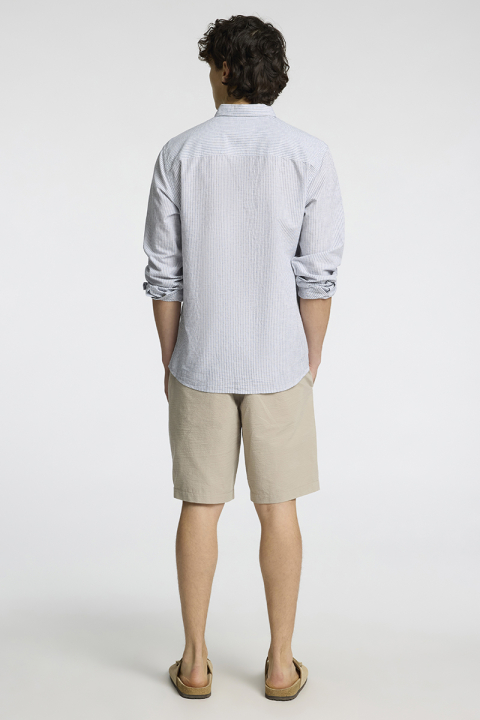 Selected Slim Sun Linen Shirt LS Bright White Thin Stripe