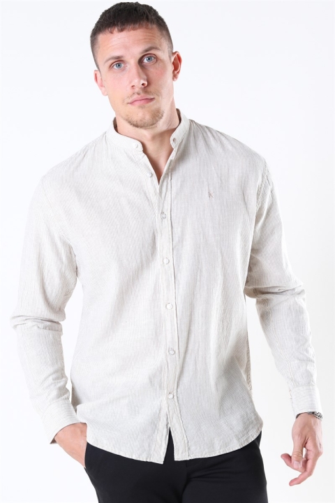 Clean Cut Mao Stripe LS Koszule Khaki