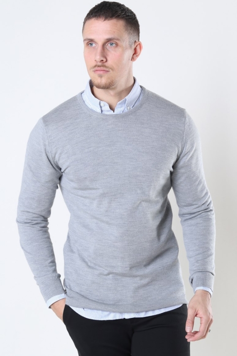 Clean Cut Copenhagen Merino Wool Crew Dzianina Light Grey Mel