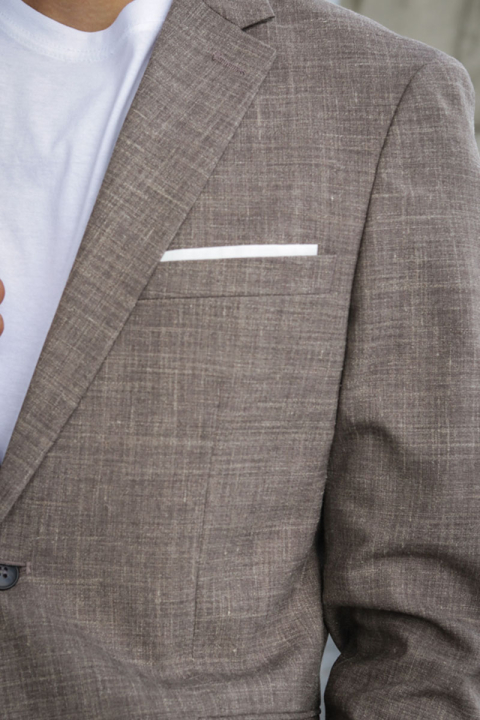 Selected SLIM OASIS LINEN BLAZER Dark Sand Melange