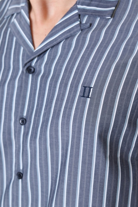 Les Deux Mathieu SS Koszule Charcoal/Petrol Blue