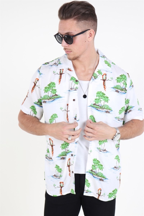 Only & Sons Sid SS Reg AOP Viskose Koszule Re White