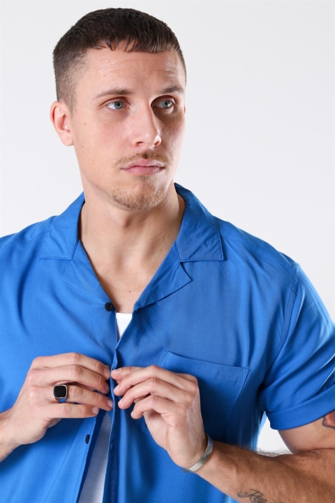 Only & Sons Silo Solid Viskose Koszule S/S Baleine Blue