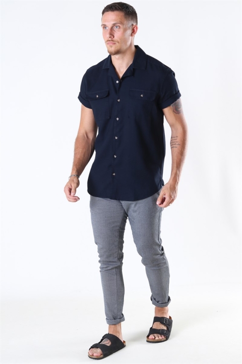 Only & Sons Andrew Waffle Koszule S/S Dark Navy