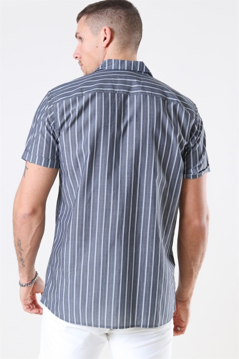 Les Deux Mathieu SS Koszule Charcoal/Petrol Blue