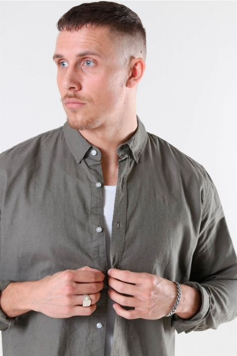 Clean Cut Copenhagen Cotton Linen Koszule Dusty Green