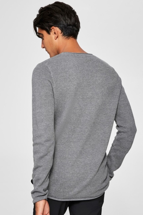 Selected Rocky Crew Neck Dzianina Medium Grey Melange