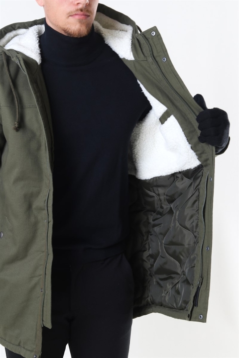 Only & Sons Yanick Teddy Hood Parka Kurtki Olive Night