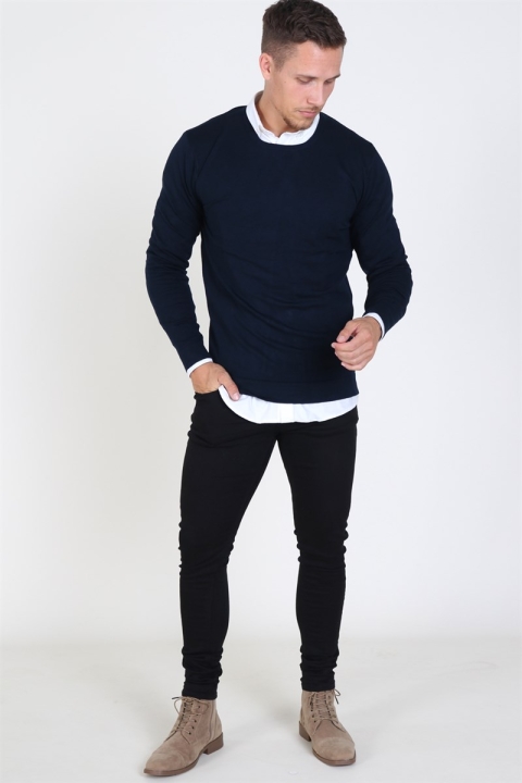 Tailored & Originals Mont O-neck Dzianina Insignia Blue