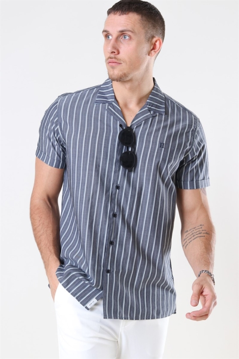 Les Deux Mathieu SS Koszule Charcoal/Petrol Blue